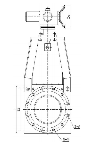 法蘭式電動漿液閥結(jié)構(gòu)示意圖