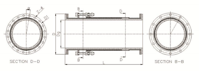 管道伸縮器（襯膠型）結(jié)構(gòu)示意圖
